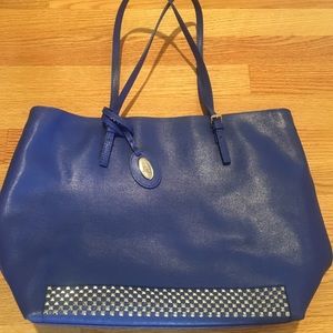 Furla Blue Leather Large Studded Tote
